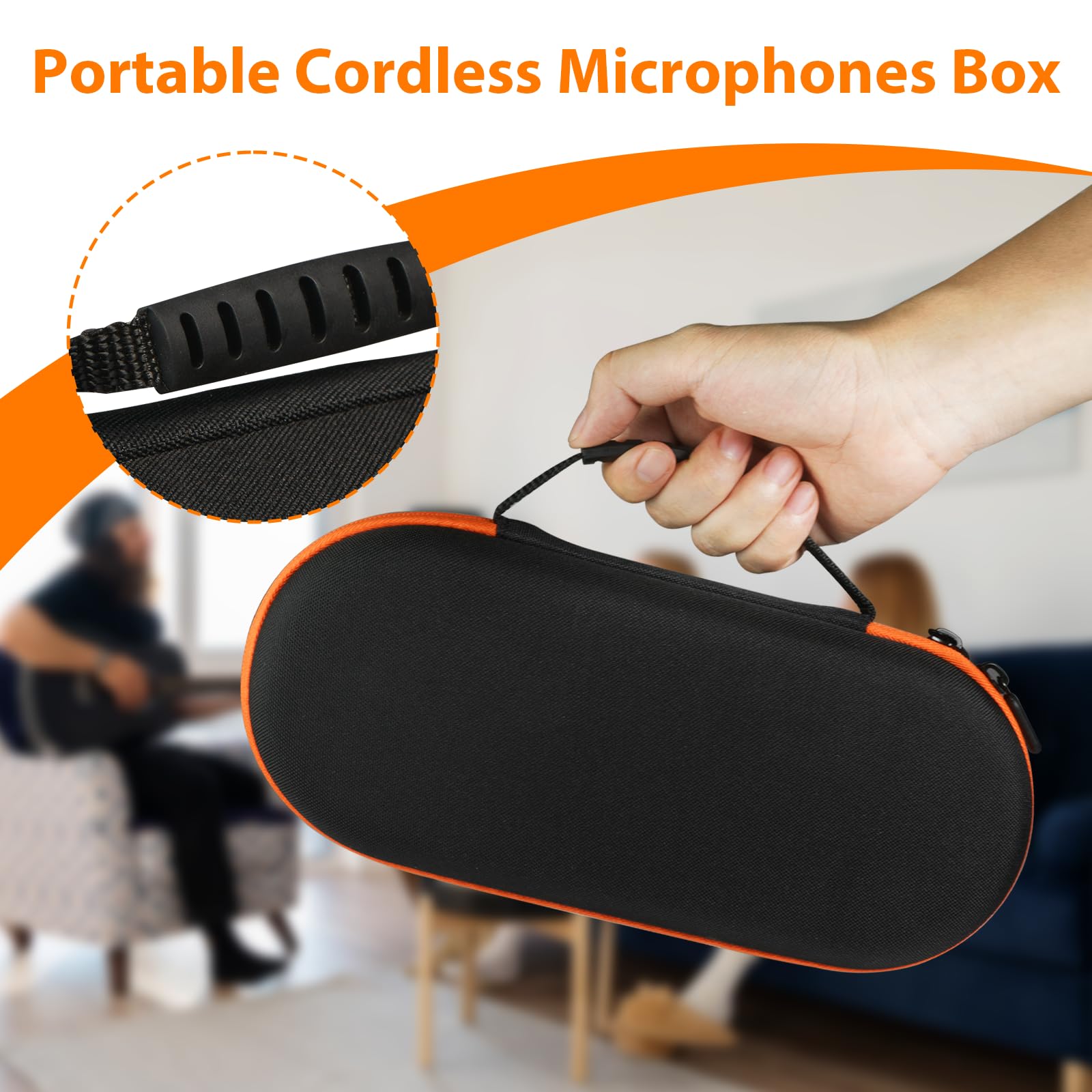 Custodia per microfono wireless compatibile con sistema di microfoni JBL Wireless 2, custodia da trasporto per doppio microfono, borsa da viaggio per ricevitore, batterie e adattatore, karaoke