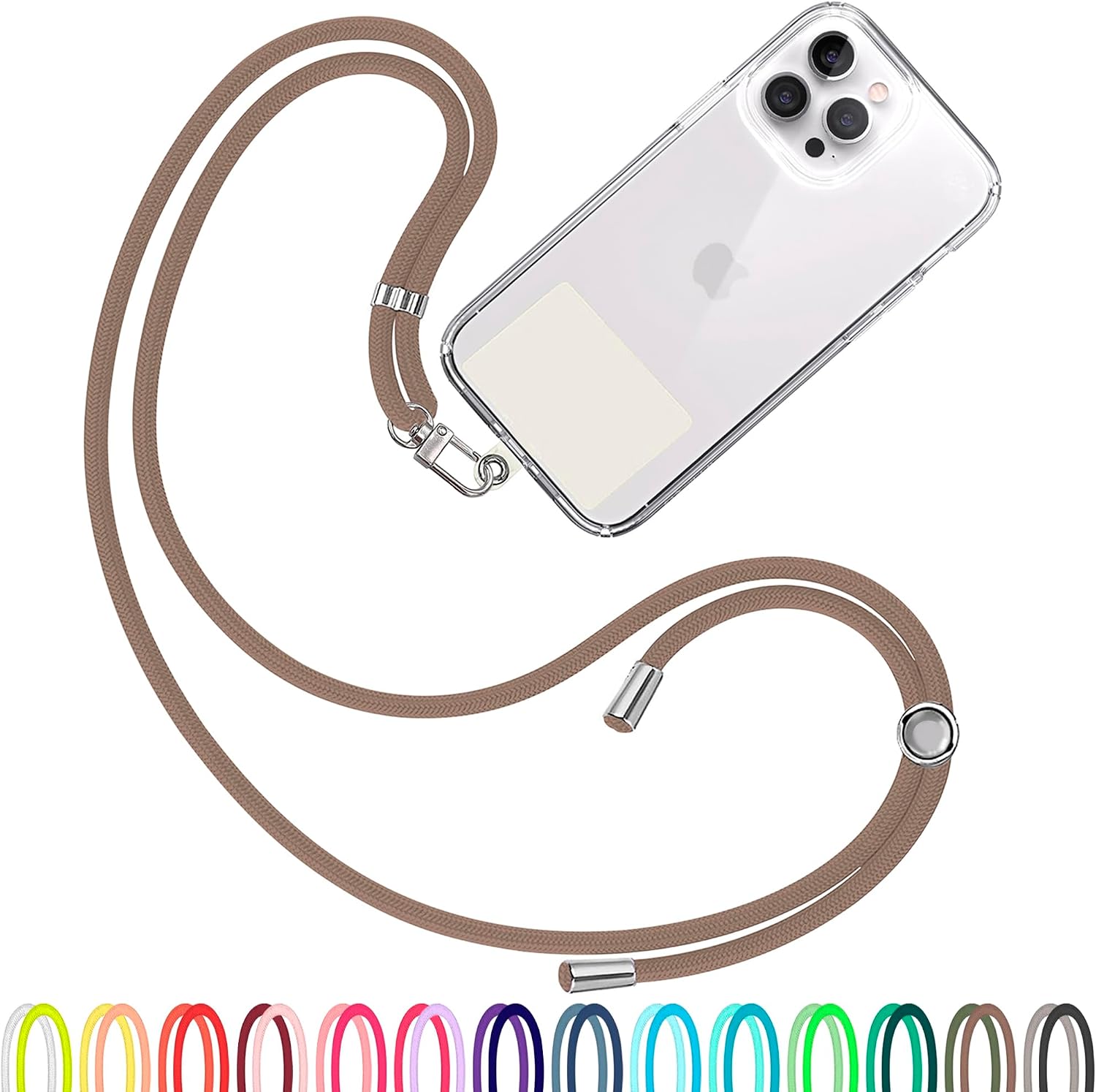 TBOC Brown Cell Phone Lanyard - Comfortable Universal Smartphone Lanyard - Easy to Use Neck Phone Holder [White Ice Patch] - Adjustable Length Phone Strap Crossbody - Fits All Mobile Phones
