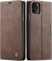 Vista 9 de SINIANL Funda tipo cartera para iPhone 11, funda de piel tipo libro plegable con función atril, ranura para tarjeta de crédito, cierre magnético