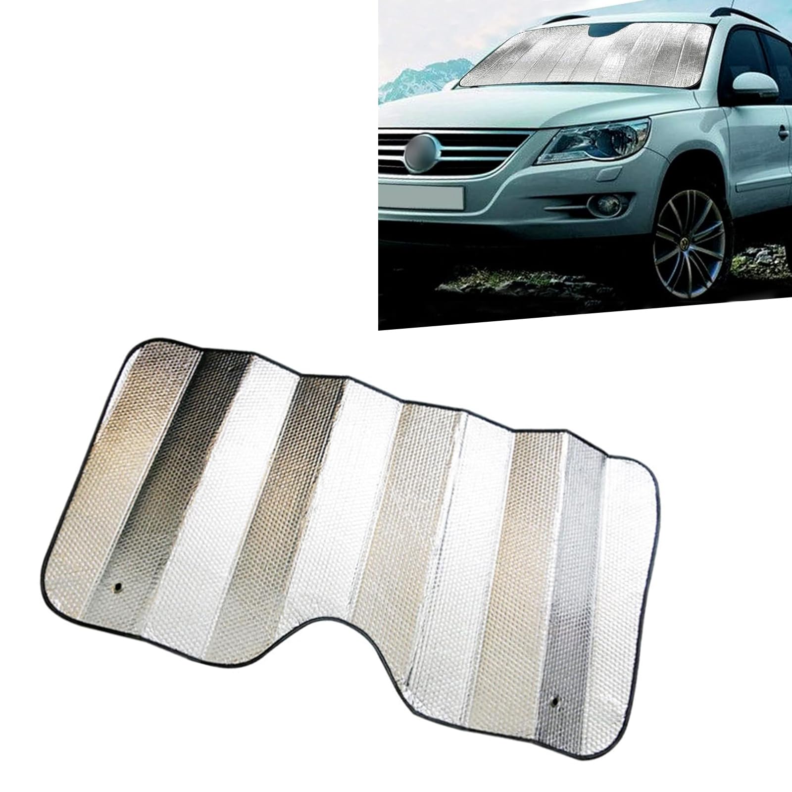 1 PC Car Front Windshield Sunshade, 55.11" x 27.55" Honeycomb Foam Process Multi-Layer Thickened Reflective Cooling Sunshade, Interior Protection Accessories, for Cars, SUVs, Trucks (Silver)