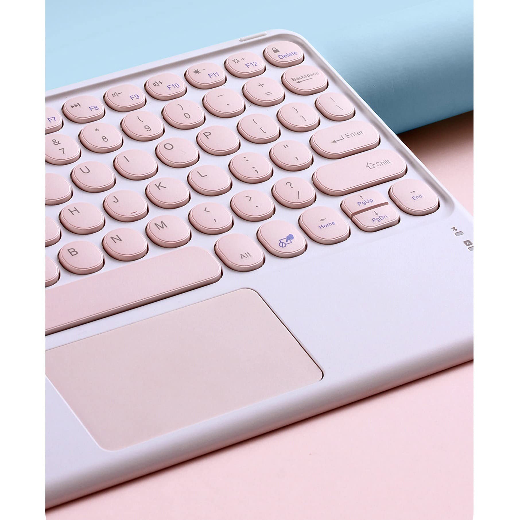 Custodia Con Tastiera E Mouse Bluetooth Per Xiaomi Pad 5 / 5 Pro - Cover In Pelle Folio Rosa, Tastiera Staccabile Con Retroilluminazione 7 Colori, Angoli Multipli - copertina