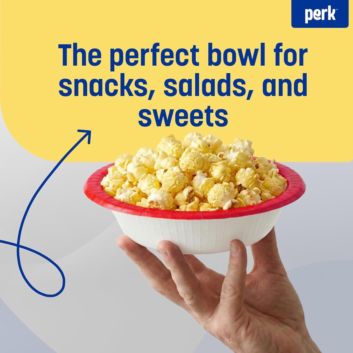 Perk Heavy‑Weight Paper Bowls, 12 Oz, 500 Count Bulk Disposable Bowls for Soups, Snacks & Everyday Meals, White/Orange