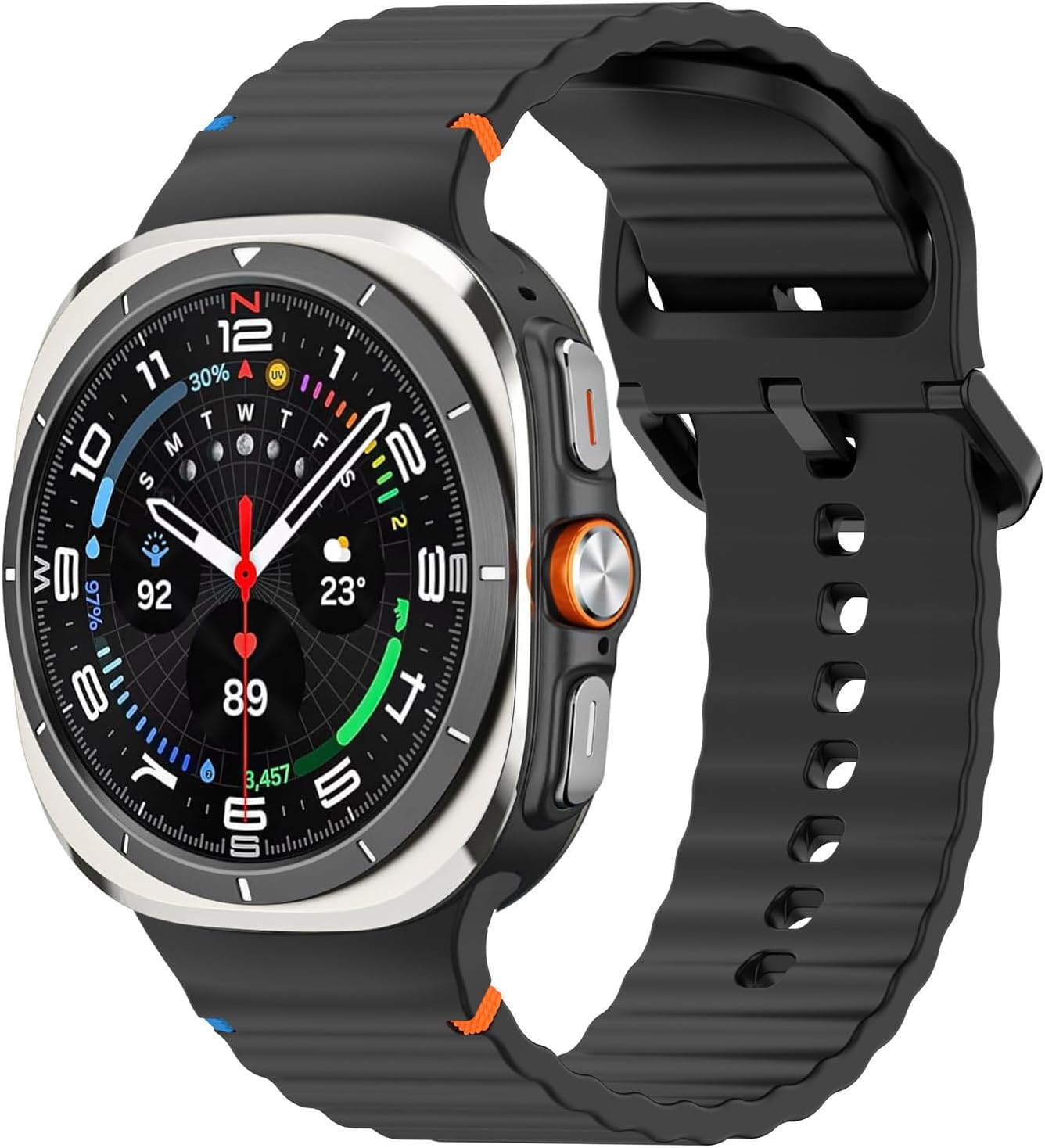 Issinlky Spor saat kayışı, Samsung Galaxy Watch Ultra 2 ile uyumlu, yumuşak silikon yedek kayış, Galaxy Watch Ultra 47 mm (20252024) için