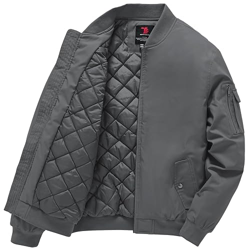 Gopune Men's Windproof Bomber Jacket Warm Water Resistant Windbreaker Winter Outwear Quilted Jackets Coats