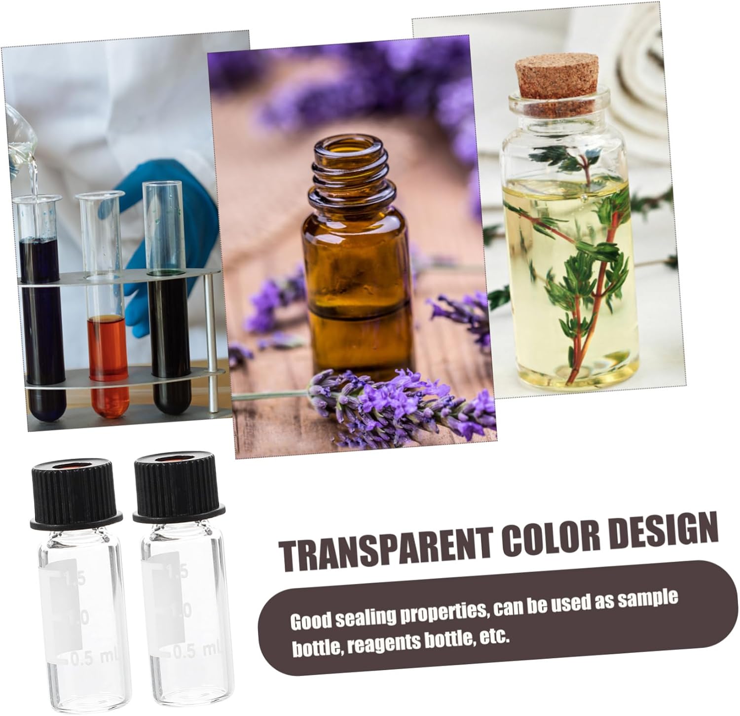 Lab Clear Vials 100pcs Laboratory Clear Oil Screw Capacity Containerreagent Bottle Sample Lab Use Vials Bottles Glass Chromatography - Empty Cap Caps Sampling Labs Science