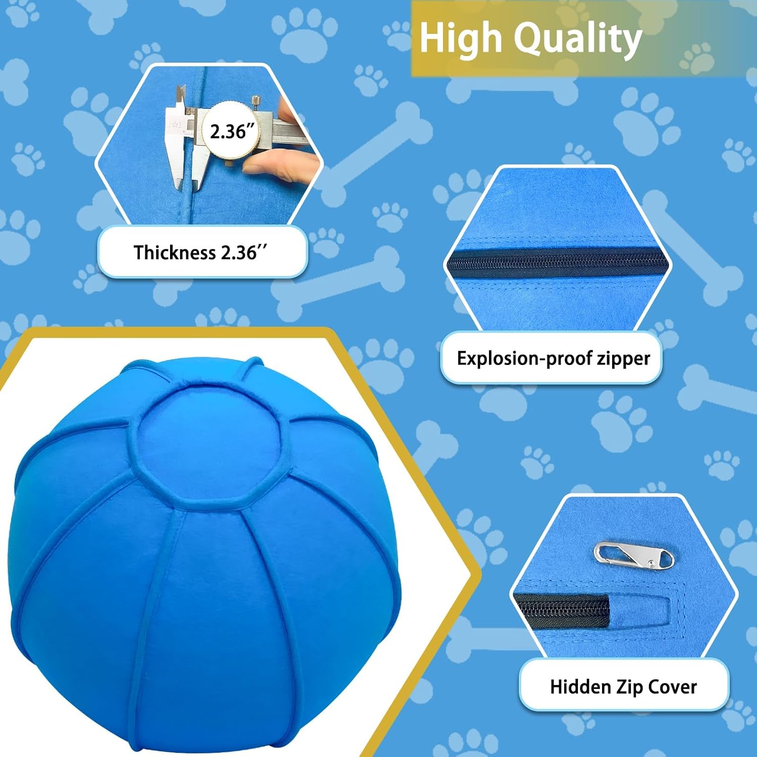 Herding Ball for Dogs, Dual Layered Herding Dog Ball Set for Australian Shepherd, Cattle, Collie, for Dog, Agility Equipment- Free Training Book (Blue, 18 inch)