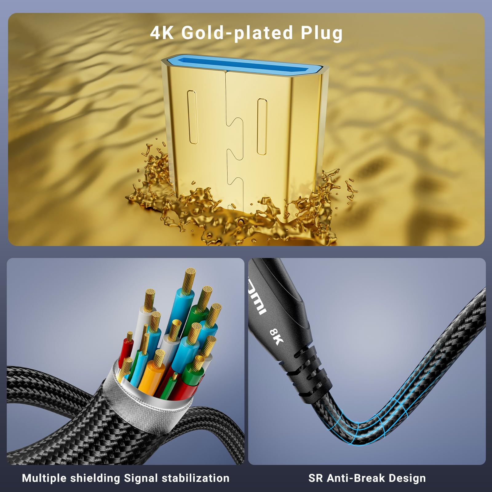 Cratree Micro-HDMI-auf-HDMI-Kabel, 1,8 m, 8 K @ 60 Hz, 4 K @ 120 Hz, HDMI zu Micro-HDMI-Kabel, unterstützt HDR eARC Dolby, kompatibel mit GoPro Hero 7, 6, 5, 4, Raspberry Pi 4, Sony und Nikon Kamera