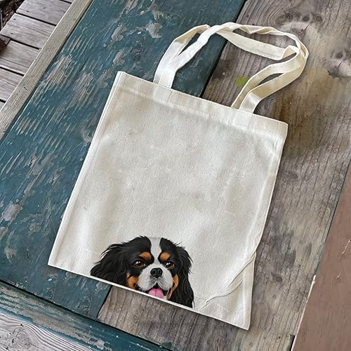 Vista 180 de WIRESTER Bolsa de lona para mujeres y niñas, bolsa de playa, comestibles y viajes, lindo perro