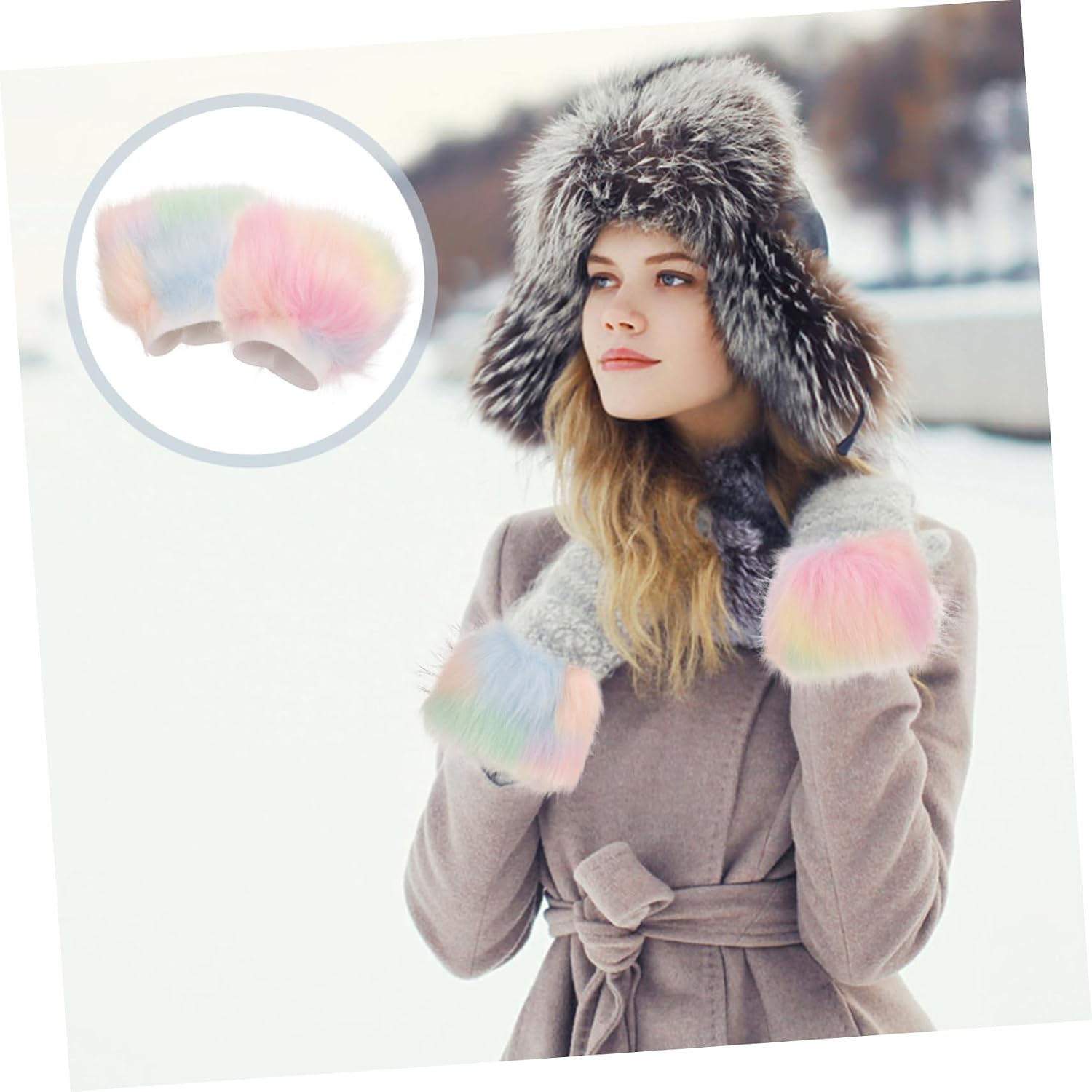 COLLBATH Faux Fur Wrist for Adults Couples Soft Fluffy Arm Warmers Elegant Coordinated Style Premium Faux Fur Material Stylish Winter Accessory for Women and Men