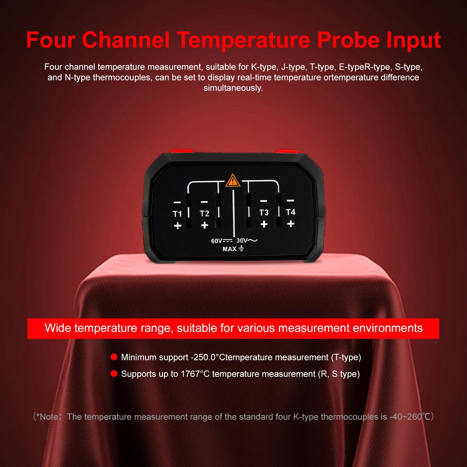 UNI-T UT325F Termometro Digitale 4 Canali Registratore di Temperatura J/T/E/R/S/N/K Tipo Termocoppia Misuratore di Temperatura Alta Precisione Bluetooth