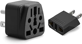 2-Pack US Plug Adapters, European to USA Plug Adapter, Unidapt EU/UK/AU/in/CN/JP/Asia/Italy to US Sockets, American Outlet Adapter, Travel to Mexico USA Canada Travel Power Plug Adapter (Type A & B)