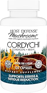 Host Defense CordyChi Capsules - Energy & Immune Support Supplement - Cordyceps & Reishi Mushroom Supplement for Relaxation & Respiratory Support - Aids Against Tiredness - 120 Capsules