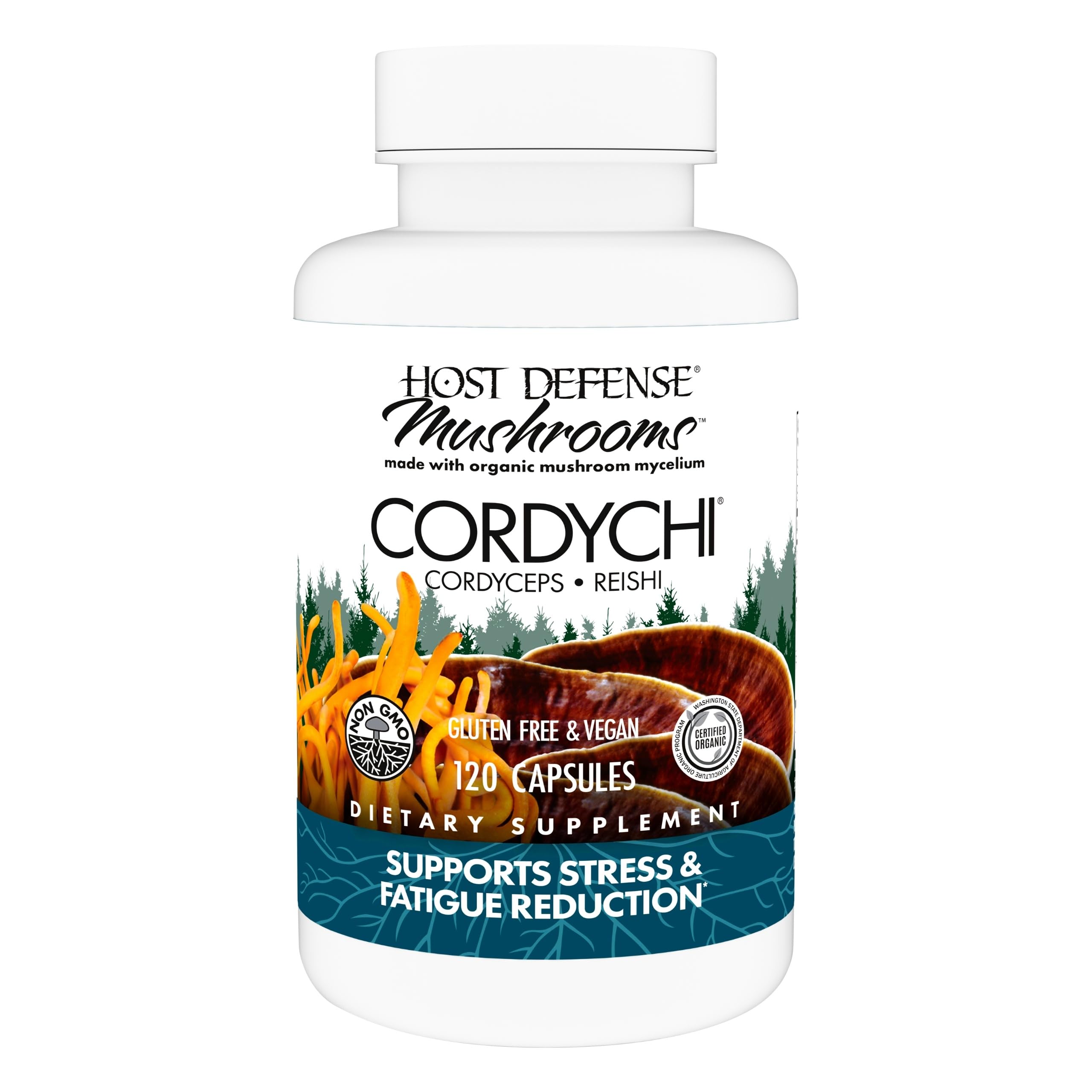 Host DefenseCordyChi Capsules - Energy & Immune Support Supplement - Cordyceps & Reishi Mushroom Supplement for Relaxation & Respiratory Support - Aids Against Tiredness - 120 Capsules (60 Servings)*