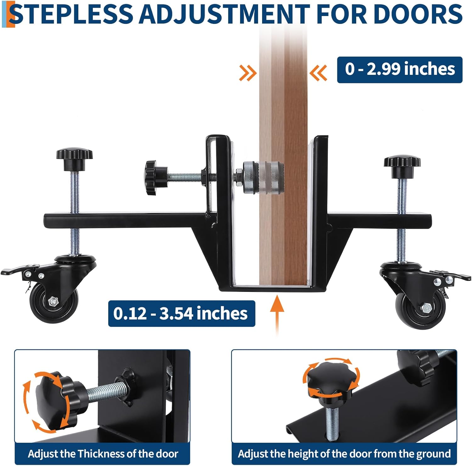 GarveeTech 2 Piece Door Installation Kit, 300 LBS Capacity Heavy Duty Door Dolly for 0 to 2.99 in Thick, One-Person Operation, Ideal for Commercial Residential Use, Black