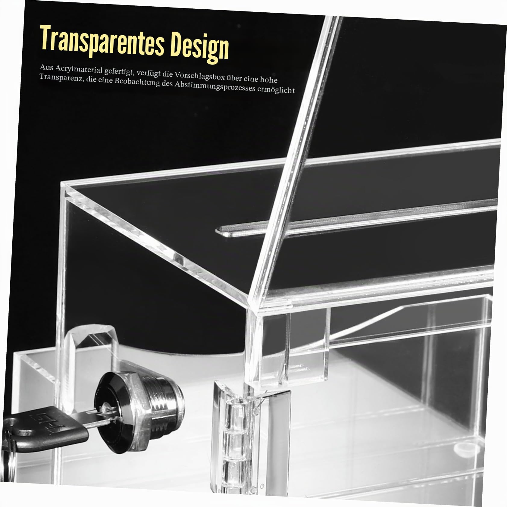 Abschließbare Stimmzettel Box Transparent Acryl 6.30X5.71X4.33In Großes Fassungsvermögen Für Sichere Abstimmung Spendenbox Fundraising Vorschlagsbox
