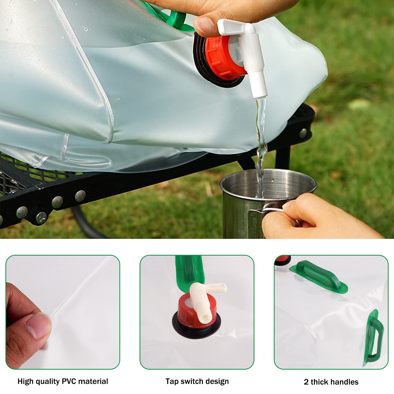 LeeQinersw Bidon D'eau Extérieur 20L – PETG Alimentaire, Grande Ouverture, Poignée Et Robinet