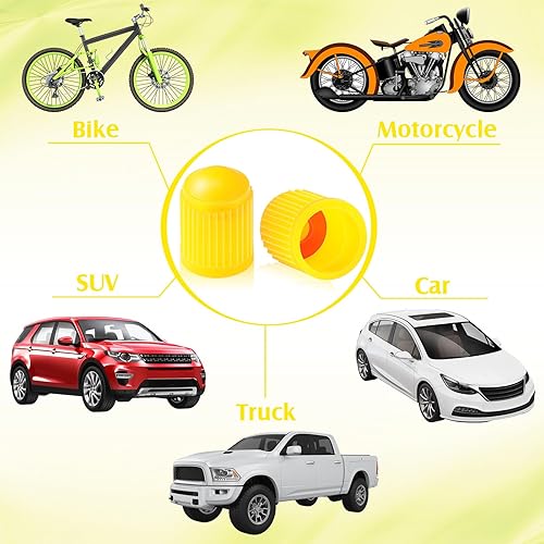 Vista 10 de Outus 20 tapas de vástago de válvula de neumático Tapas de válvula de neumático de plástico universales negras para bicicleta, bicicletas, autos