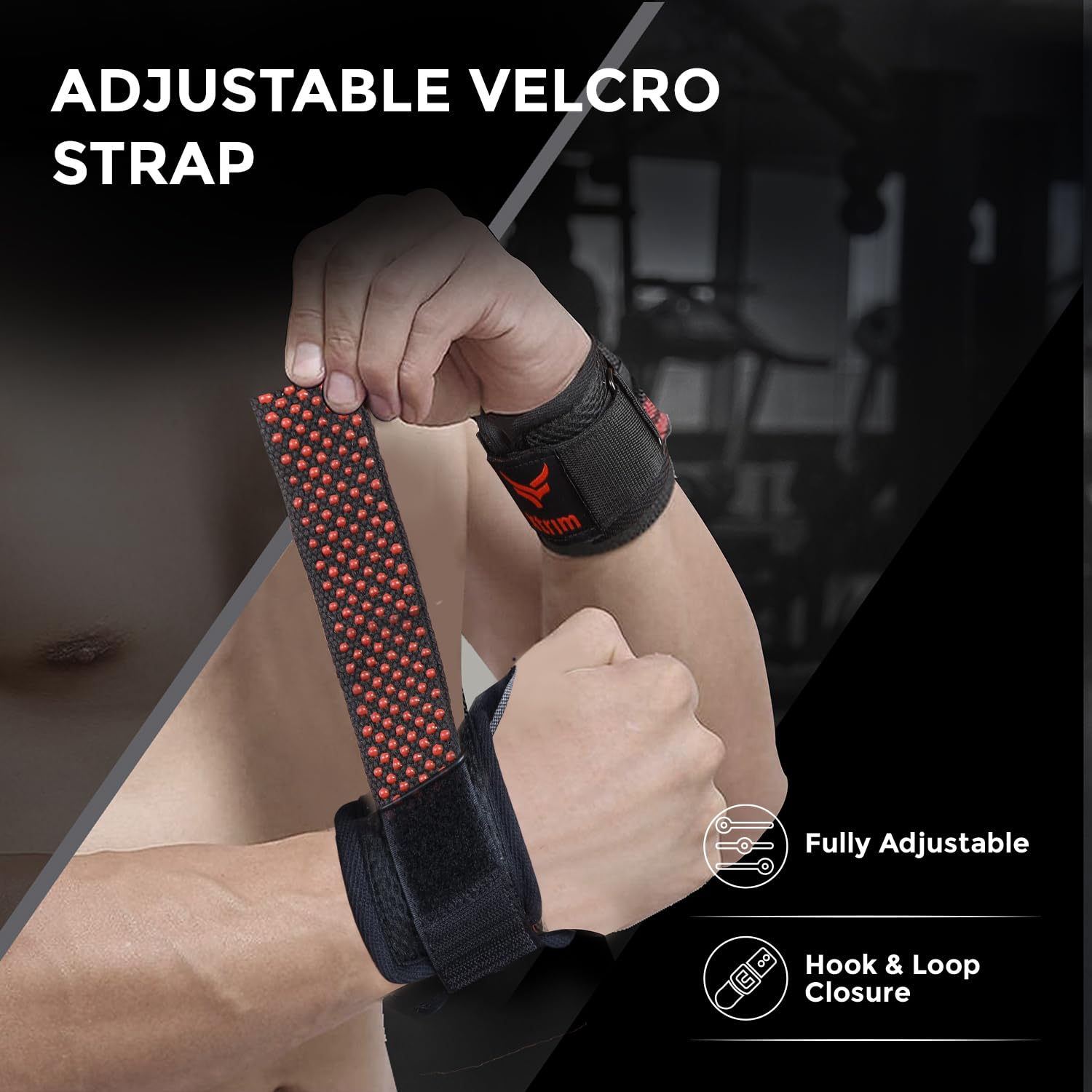 XTRIM Silicon Coated Weightlifting Strap with Wrist Support for Weight Training, Gym Workout, Bodybuilding, Strength Training (Red, Set of 2) 4