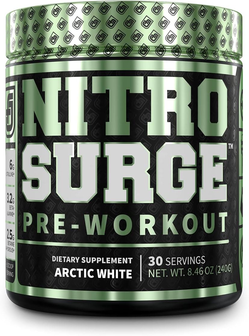 NITROSURGE Pre Workout Supplement - Endless Energy, Instant Strength Gains, Clear Focus, Intense Pumps - Nitric Oxide Booster & Powerful Preworkout Energy Powder - 30 Servings, Blueberry Lemonade : Health & Household