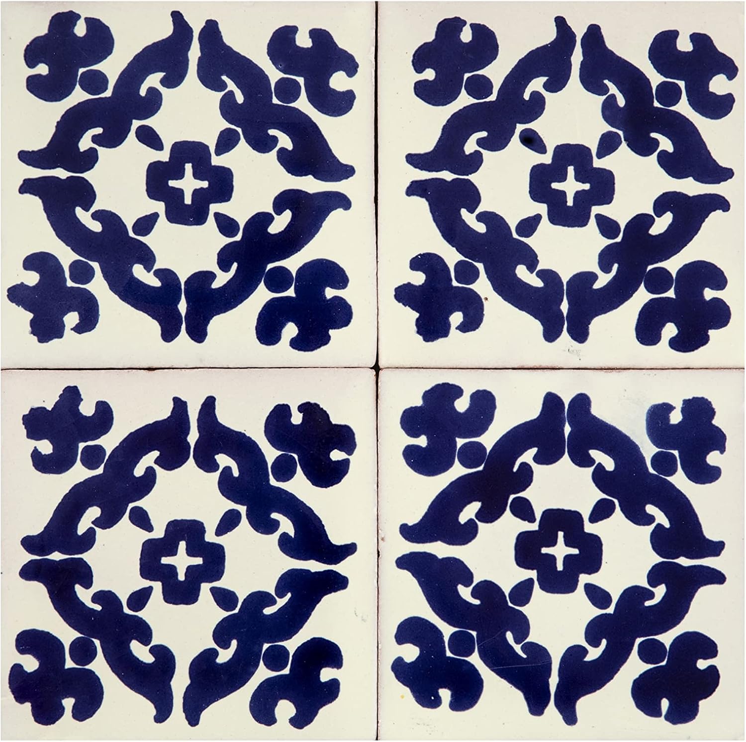 Cerames Mexican Ceramic Tiles 4x4 - Enrica - 30 Talavera Mosaic Tiles for Bathroom, Kitchen, Shower & More
