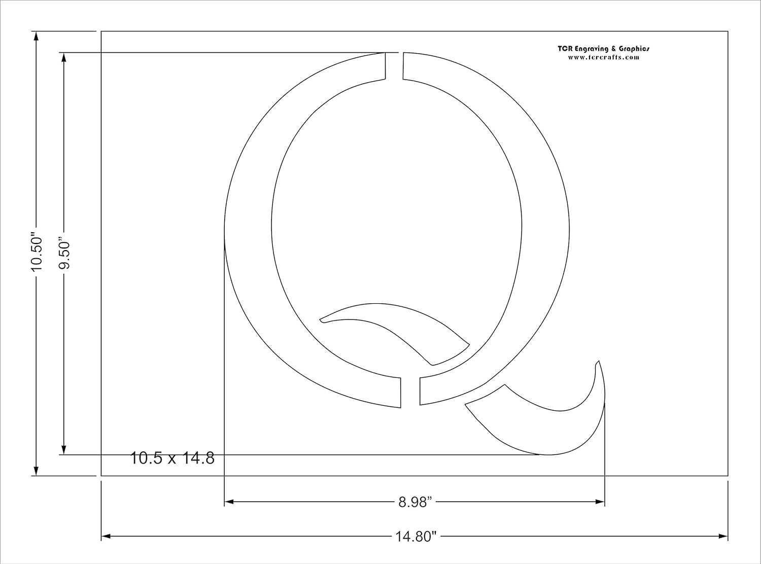 Letter Q Stencil 14 Mil -10.5 Inch H x 14.8 Inch W - Painting/Crafts/Templates