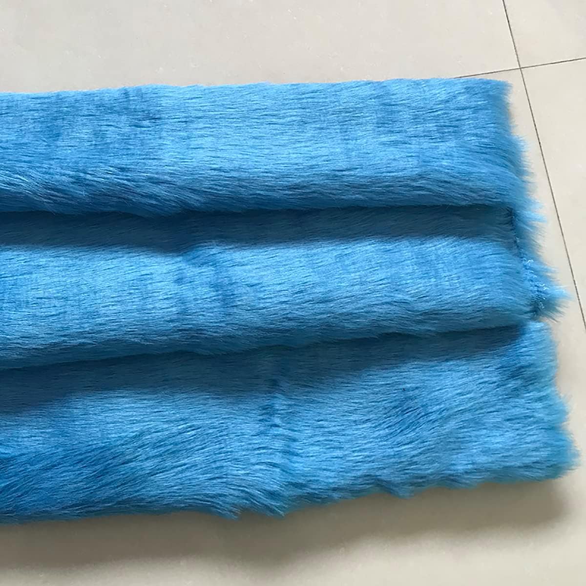 Long Pile Faux Fur Fabric 160x50cm 70x20inch Soft Shaggy Artificial Fur Fabric for Blanket Couch Sofa Bed Decoration(10 Blue)