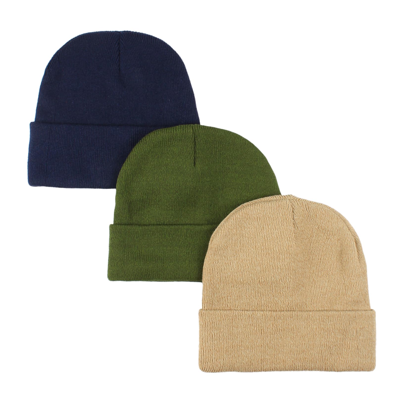 kozinu 3 Pack Recycled Beanie Hat Unisex Winter Soft Skull Cap Knit Beanies Warm Ski Cap for Men Women