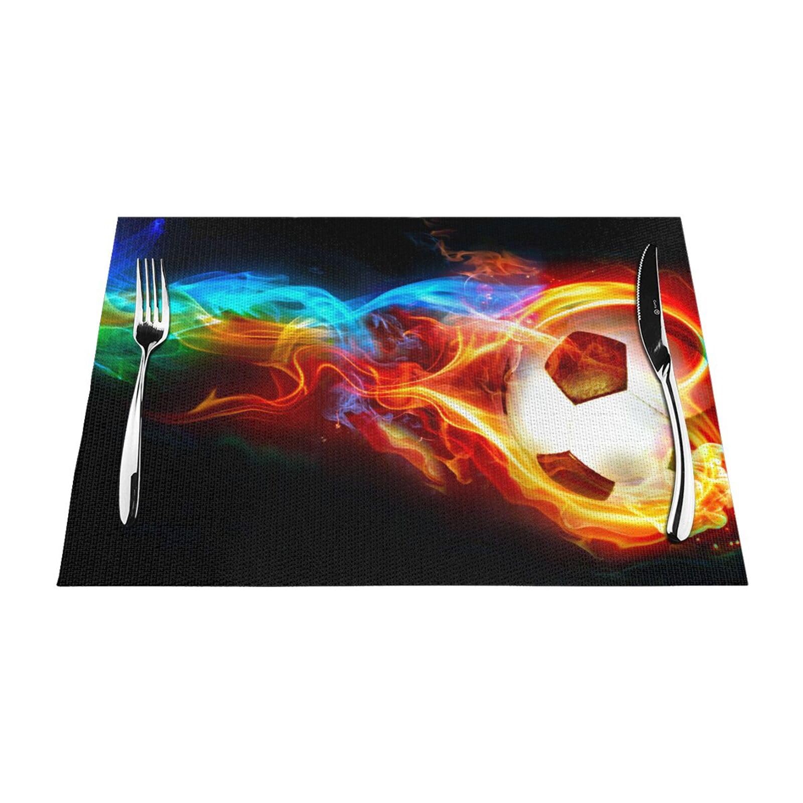 PVC Placemat Set of 1 PCS, 45x30 CM, soccer Printed Non-Slip Heat Resistant Place Mats for Kitchen Dining Table Indoor Outdoor