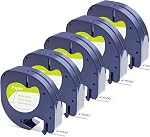 10PK Compatible with DYMO LetraTag Label Tape 91330(10697) Black on White 12mm Paper Labels Cassette Refill Compatible for DYMO LT-100H, LT-100T, LT-110T, QX 50 Label Maker,(1/2" x 13')