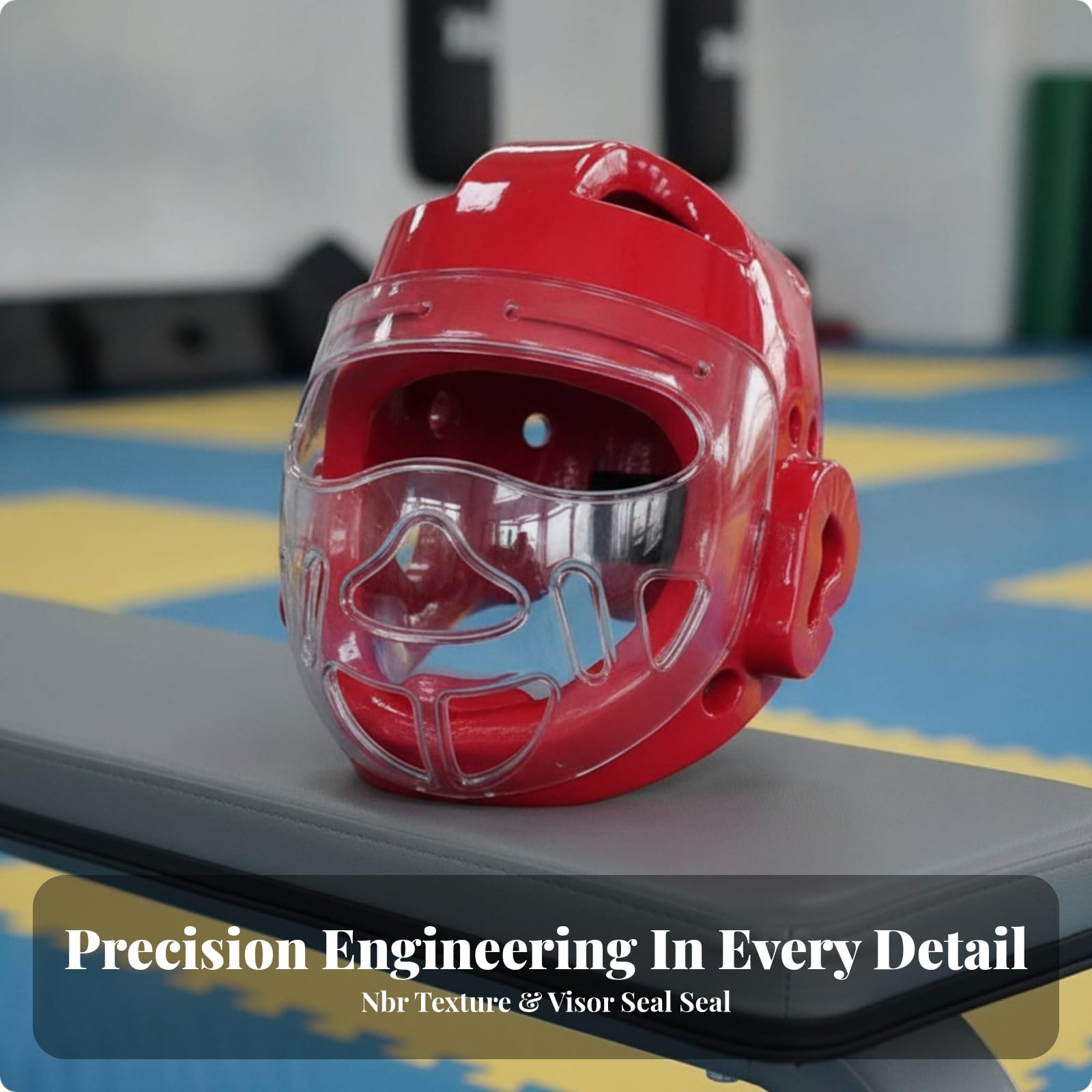 Perfeclan Casco con Procción Orejas Table | Transpirable, Casco Entrenamiento, Profesional, Máscara Facial, Rojo, L