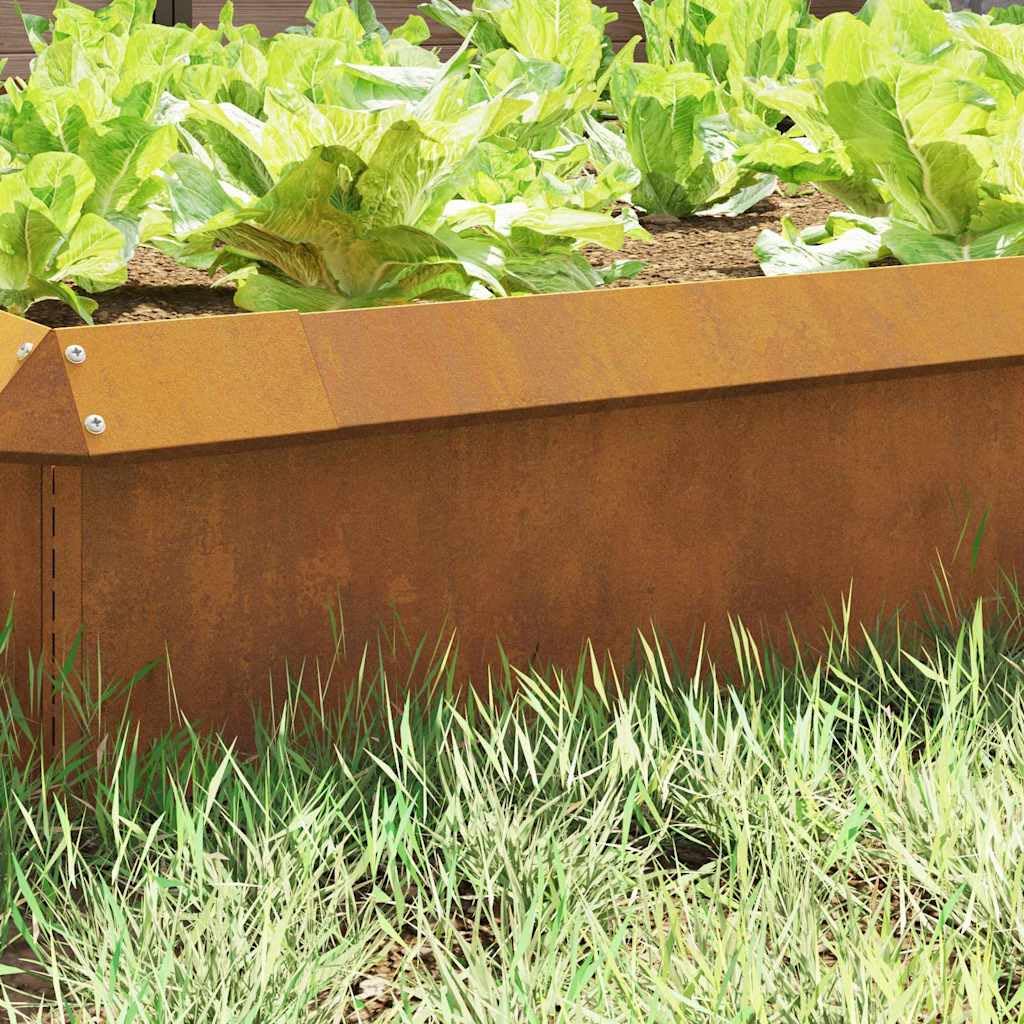 Schneckenzaun 16 Stück Gartenzaun Zaunsystem Metallbarriere Rostig 50 x 3,5 x 25 cm aus Stahl für den Außenbereich