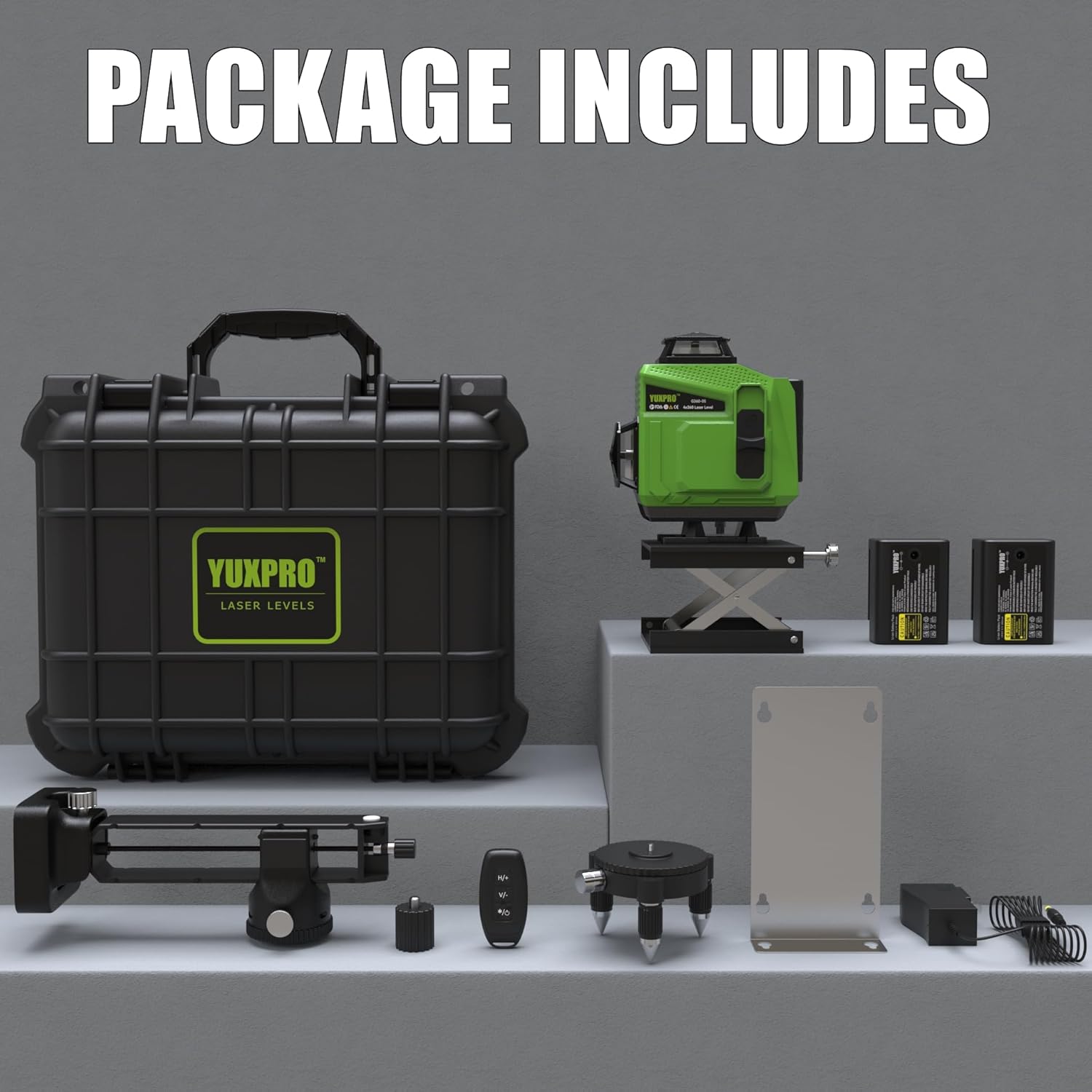 360 Laser Level for Tiling, Floor, Wall & Ceiling Alignment – Self-Leveling Horizontal & Vertical Cross Line Laser with Hard Case