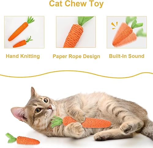 Miniatura 5 de 6 juguetes interactivos para gatos de interior  Surtido incluye juguetes de hierba gatera, palos de vid plateada, bolas de sisal y juguete de pájaro