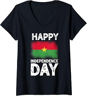 Womens Happy Independence Day Burkina Faso Burkina Faso Flag V-Neck T-Shirt