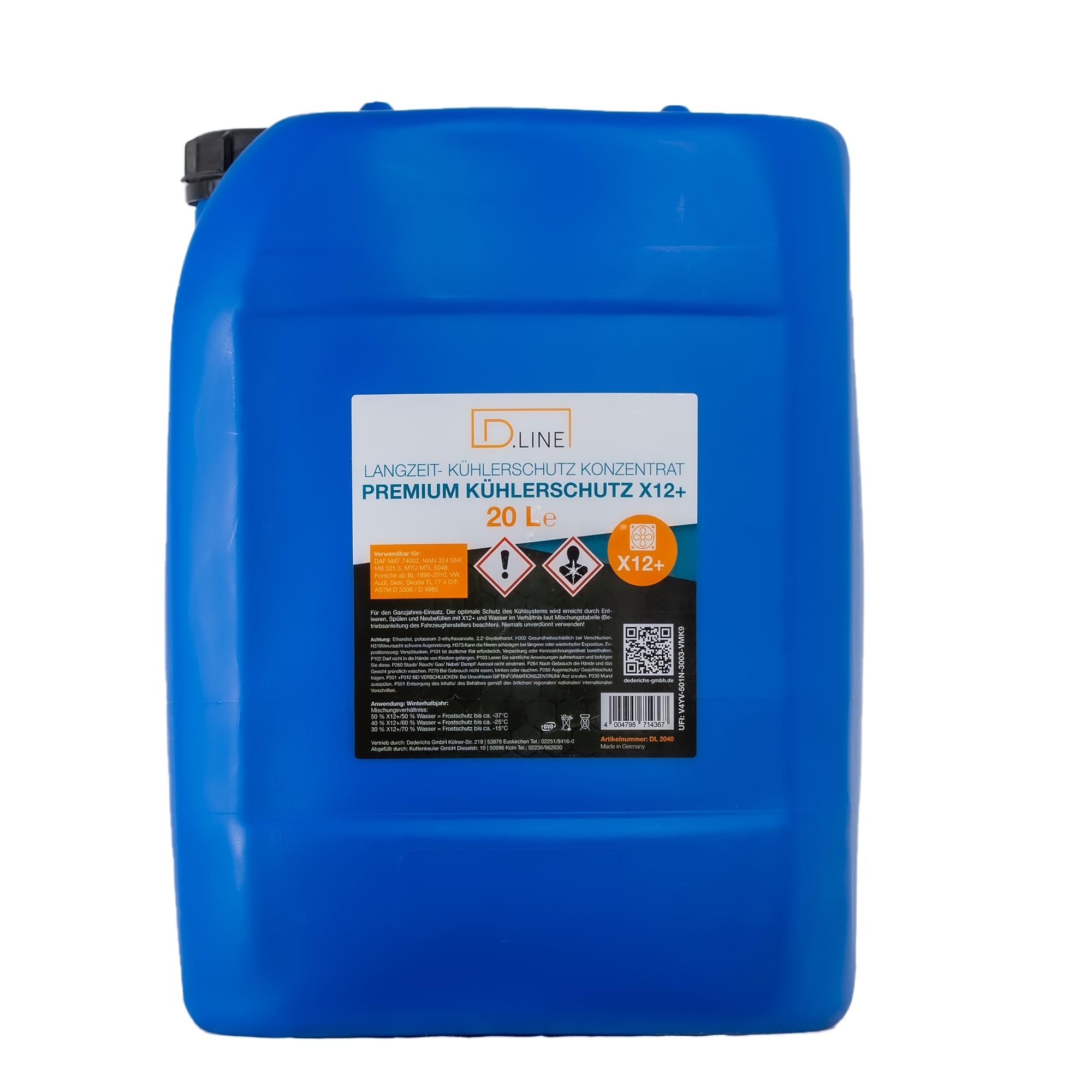 D.LINE Premium Langzeit-Kühlerschutz Konzentrat X12+, 20 Liter