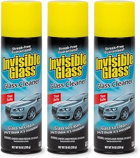 Invisible Glass 91164-3PK Premium Aerosol Glass and Window Cleaner for Auto and Home Cleans Glass, Windows, Windshields, and More, Streak-Free, Ammonia-Free, Tint-Safe, 19 oz (Pack of 3)