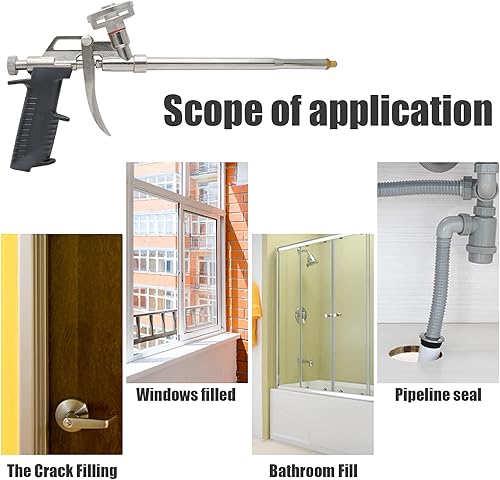 Vista 7 de Pistola de aplicación de sellador de pistola de espuma de PU, aplicador de pistola de espuma expansible de aislamiento por pulverización, pistola
