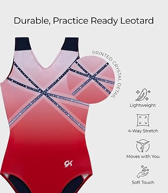 GK Glitz & Glam Gymnastics Leotard for Girls with Matching Scrunchie