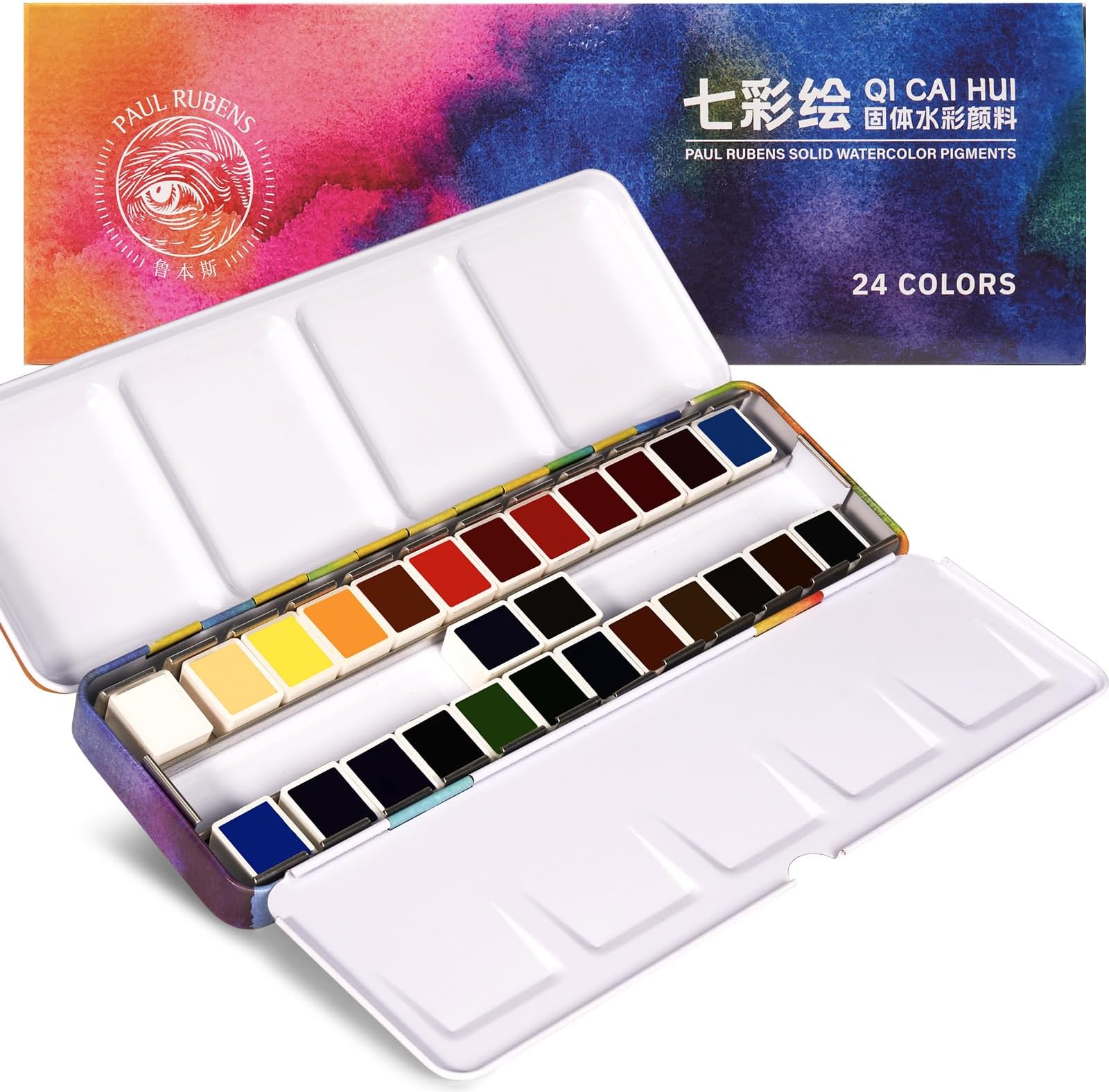 Watercolour Paint Set, 24 Colors Solid Watercolour Paint, Easy To Blend and Diffuse Watercolour Palette, Portable Travel Watercolour Set Suitable For Beginners, Professionalsssionals