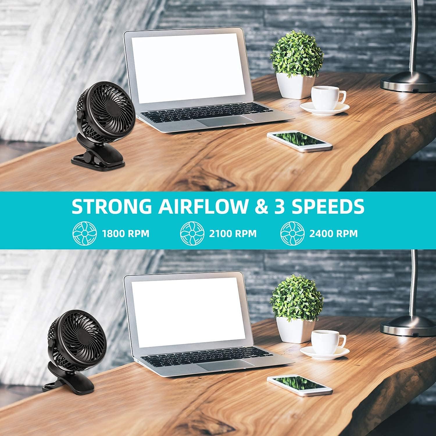 Stroller Fan Clip On Fan, Rechargeable/Battery Operated,4 Inch USB Desk Fan, Cooling Fan with 3 Speed, 360° Rotate small fan,Strong Hold Portable Fan for Office,Treadmill, Baby strollers, bed : Baby
