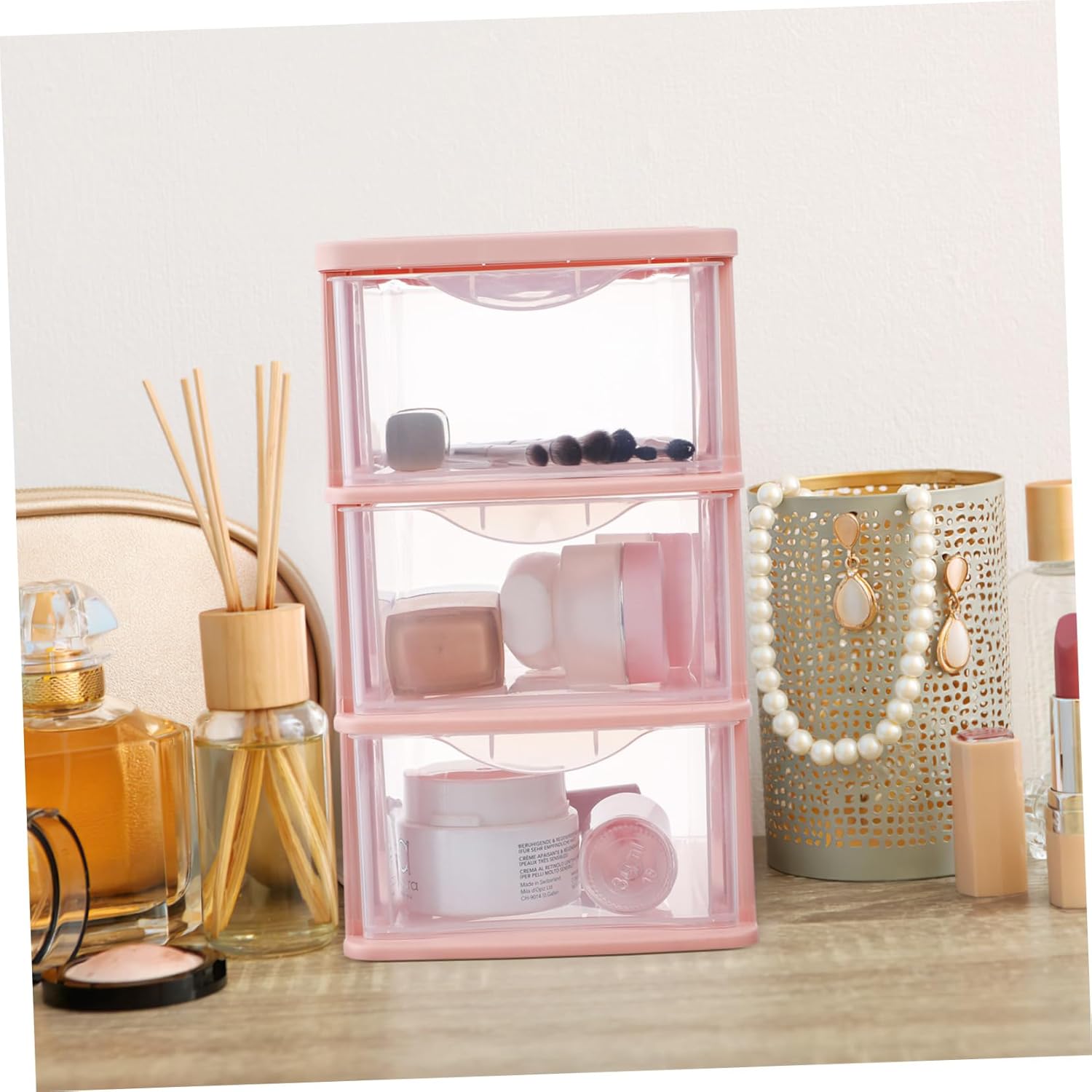 Zerodeko 1pc Multifunctional Transparent Drawer Storage Organizer for Desk Cosmetic and Stationery Container for Use