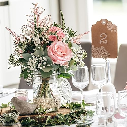 Miniatura 6 de Amabro 40 portatarjetas de púas florales, alambre de metal, soporte para tarjetas de lugar de flores, soporte para clips de fotos dorados, púas