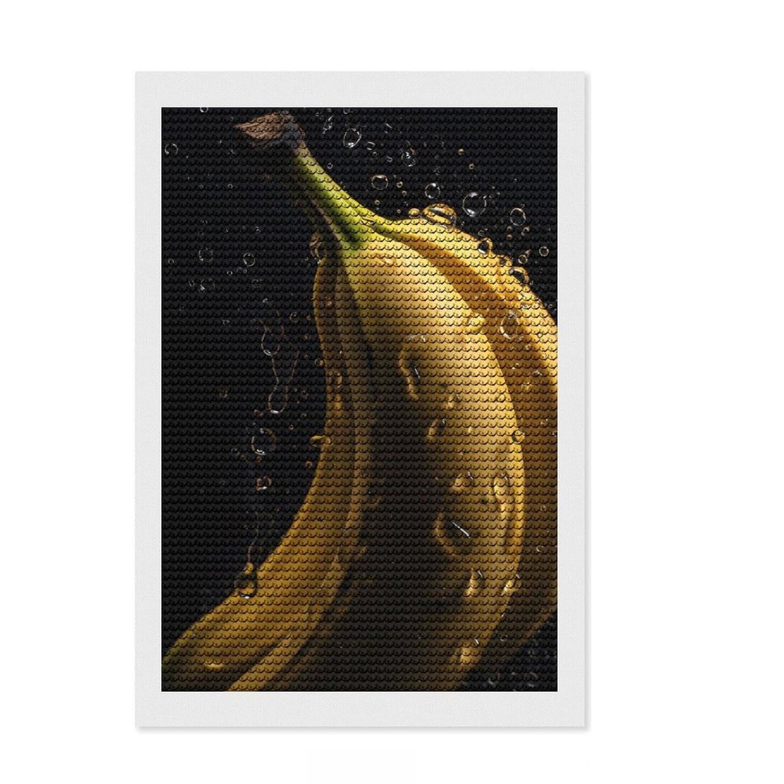 Junmoney Banana Full Drill Diamond Painting Kit 8"x12", Vintage Style Decor, Aesthetic Room Decor, Full Kit Included