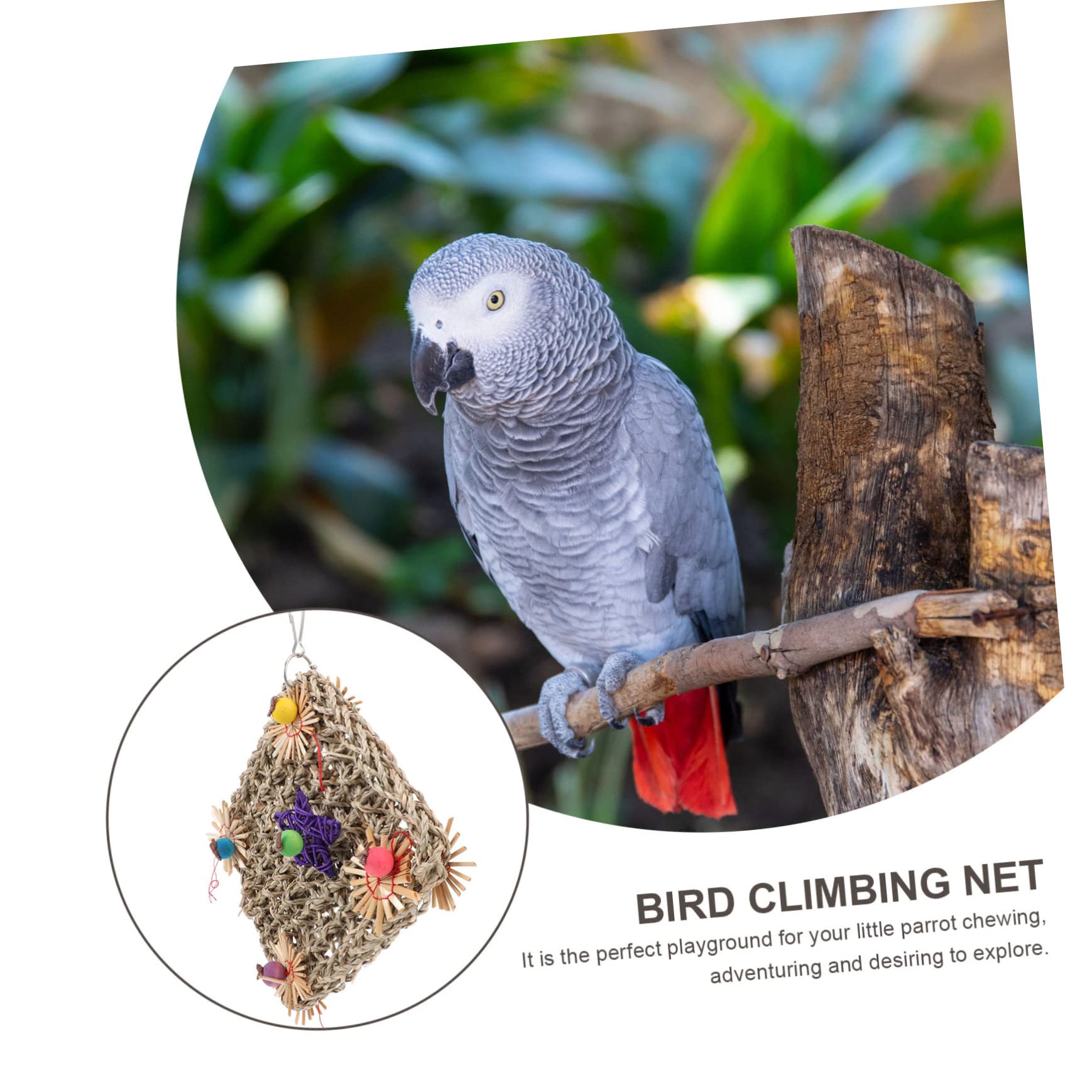 Beaupretty 2pièces Jouet à Mâcher pour Oiseaux Réseau Herbe Tissé Accessoire pour Perroquets Toy à Grimper pour Oiseaux Et Accessoires pour Cage