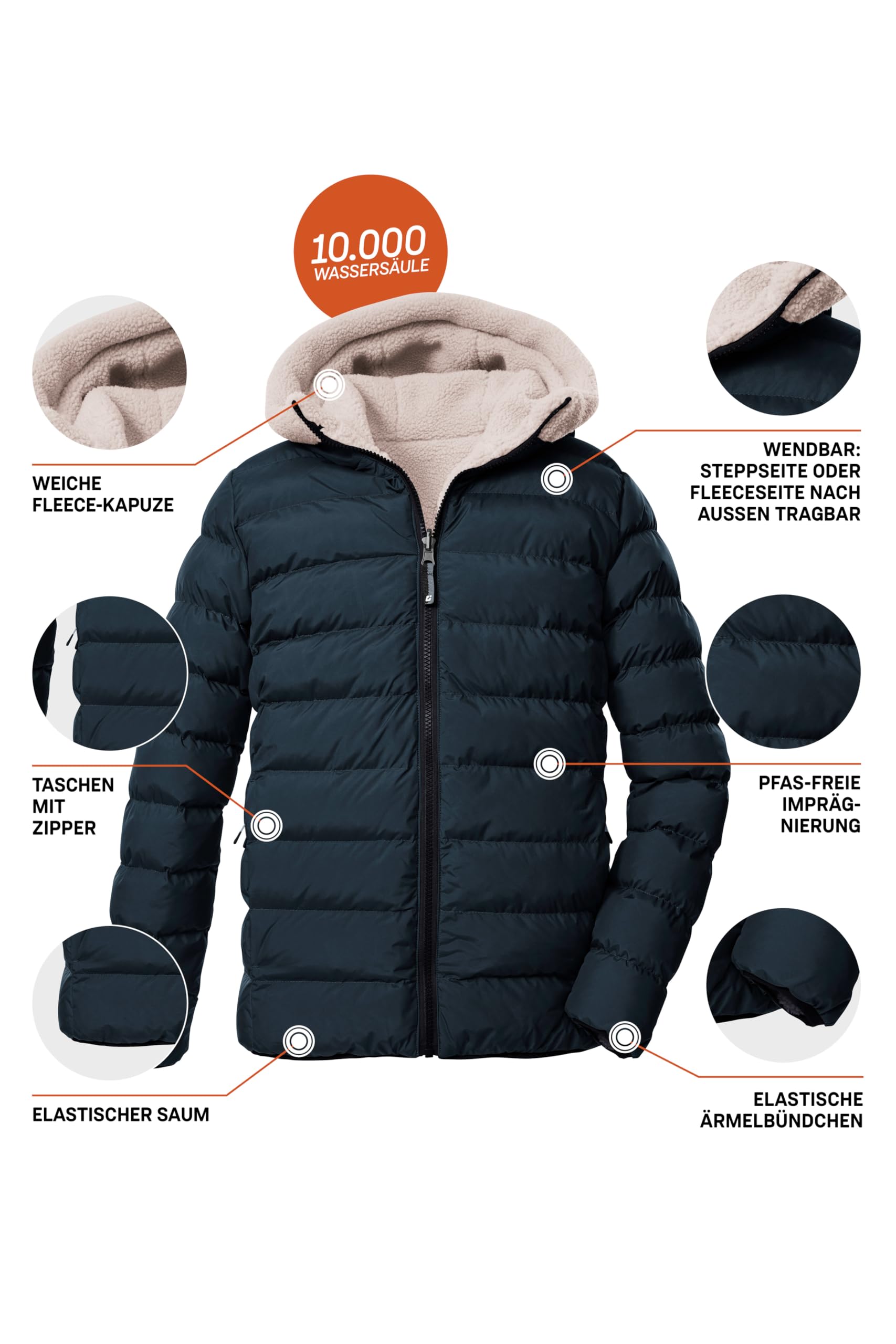 Killtec Kow 231 Bys Jckt Giacca reversibile in piuma d'oca/piumino con cappuccio Bambini e ragazzi