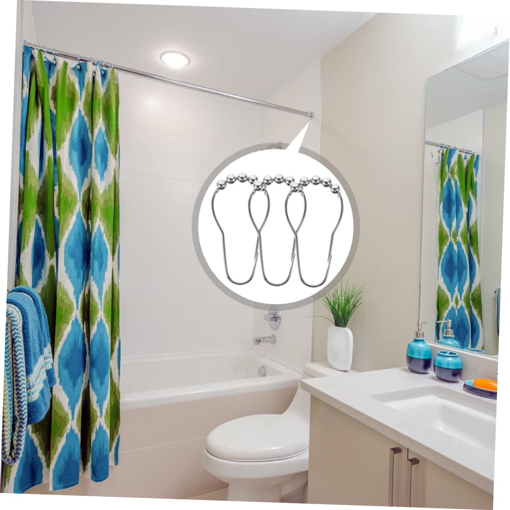 Levemolo 24pcs Shower Curtain Rings Decorative Hooks with Smooth Surface Rustproof Hanging Rings for Easy Installation for Bathroom Curtains and Drapes