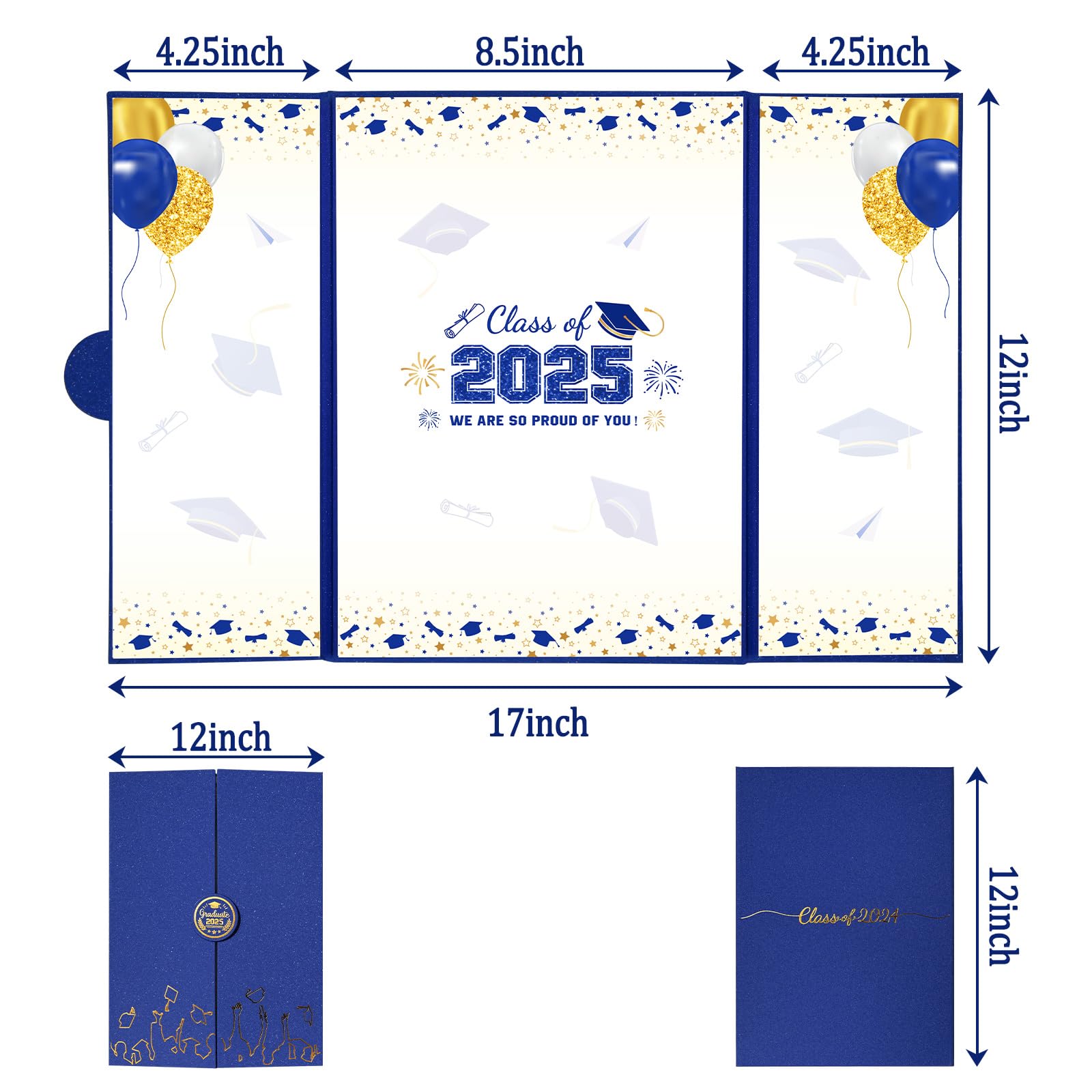 GZDUCK 2025 Graduation Guest Book Alternative, Blue Sliver Class of 2025 Graduation Party Decorations, Graduation Guest Signature Book for 2025 College High School, Graduation Card Gifts for Friends