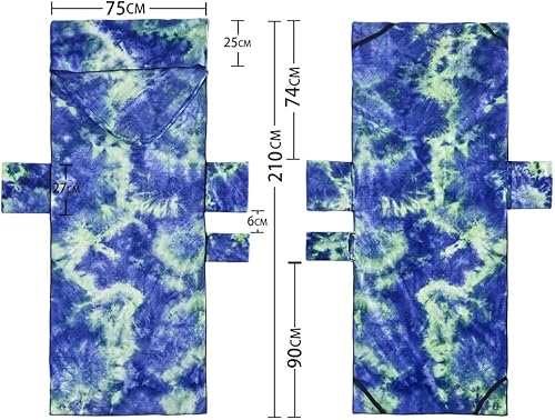 Miniatura 2 de Funda para silla de playa, funda de microfibra con bolsillos de almacenamiento para piscina, tumbona, hotel, jardín (teñido anudado)