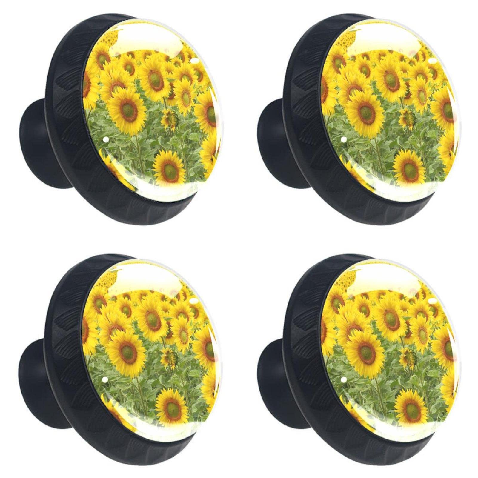 Boutons de tiroir en verre au motif tournesol jaune pour rafraîchir vos meubles
