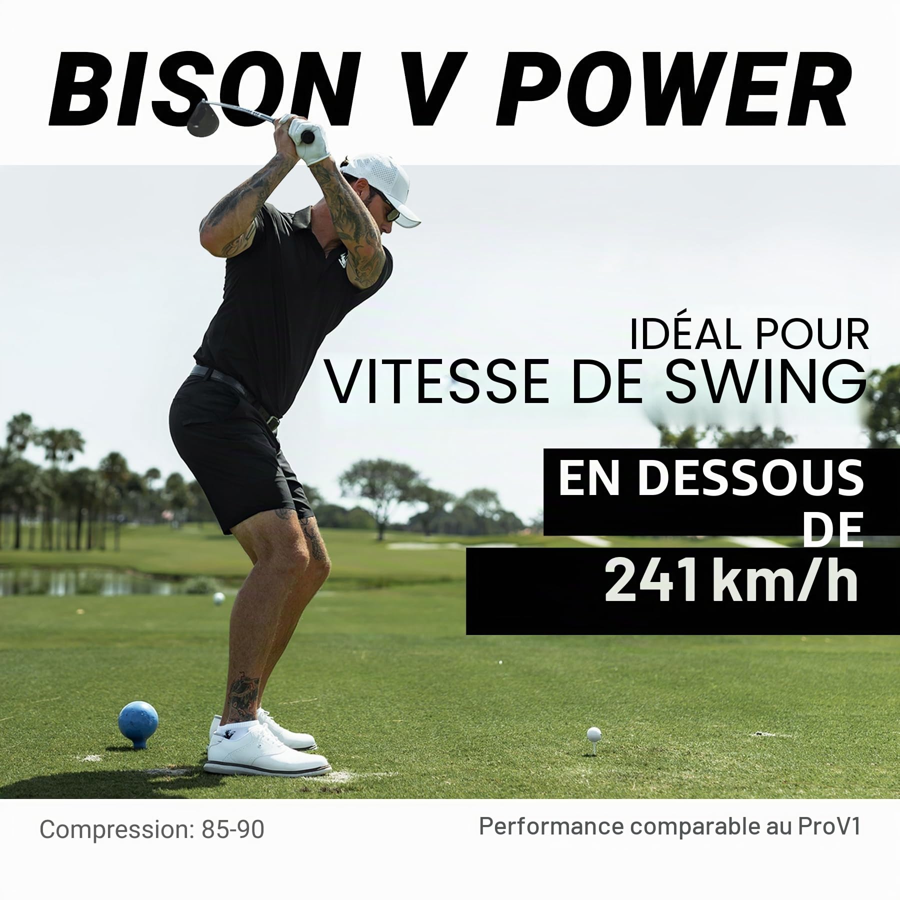 Trust Balles de Golf Bison V/X Power – pour Professionnels et Handicap Faible – Distance Maximale – Trajectoire Droite – Contrôle Ultime – Revêtement Uréthane – 12 ou 48 Balles